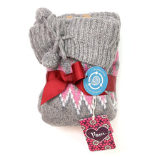 Load image into Gallery viewer, Grey mix diamond knit slipper socks
