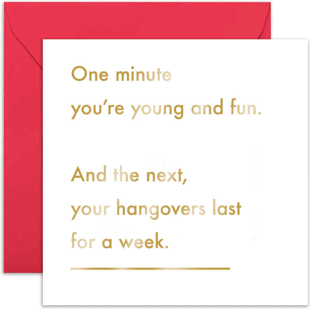 One Minute Young Funny Birthday Card - Hungover