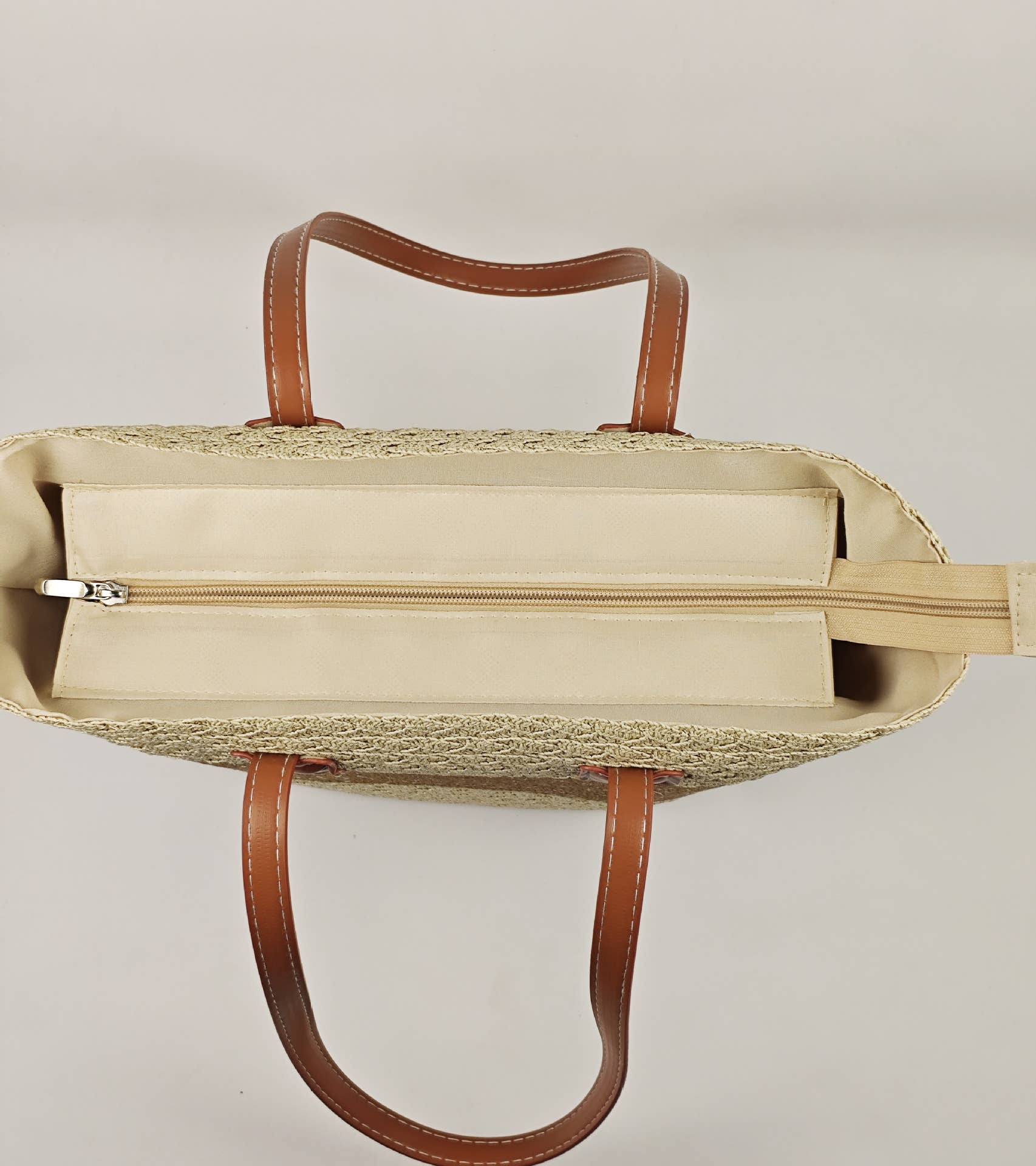 Striped Straw Basket Bag + Hat Set