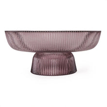 Load image into Gallery viewer, 20cm Ridged Glass Pedestal Bowl - Plum
