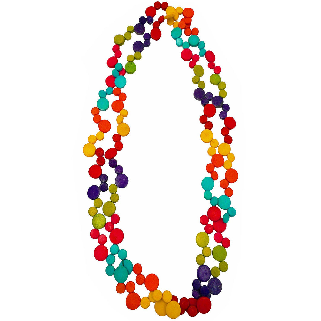 Rainbow Cascade Necklace Coconut Shell