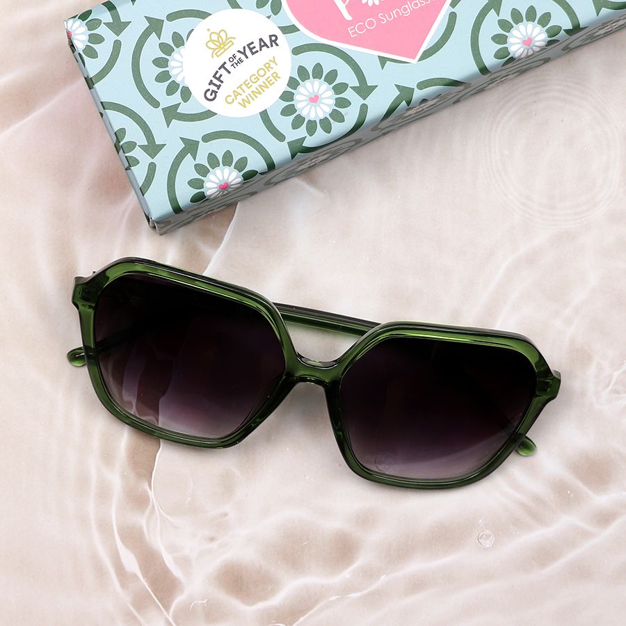 Recycled Hexagon Sunglasses - Emerald Green