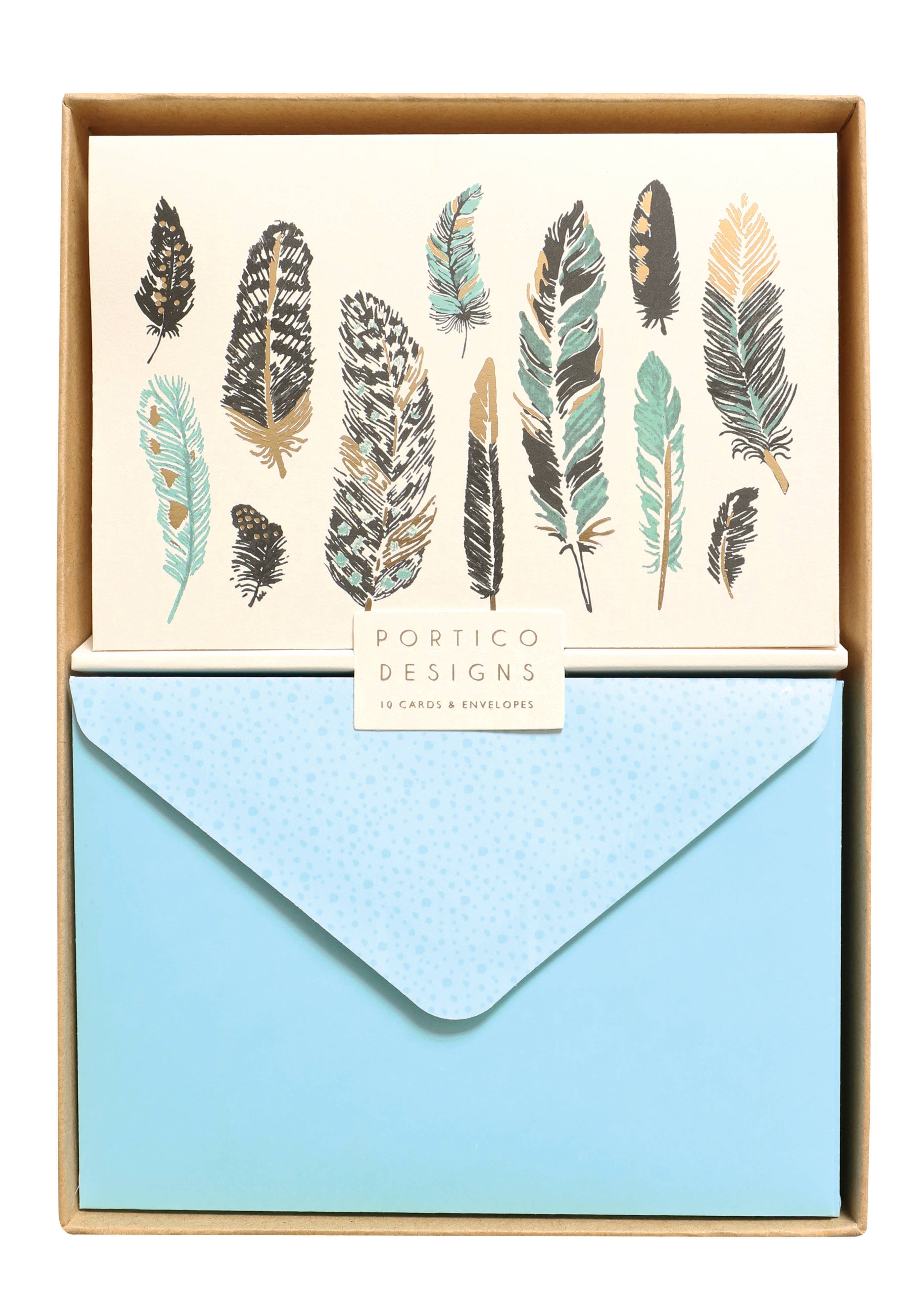 Boxed Notecard Set with feather design