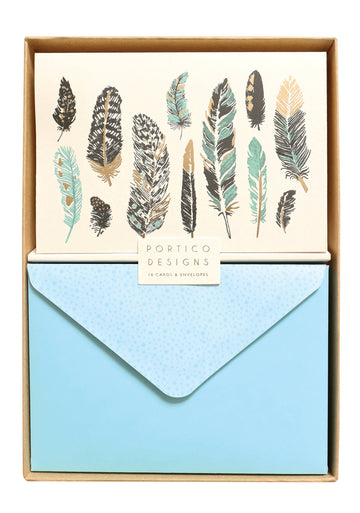 Boxed Notecard Set with feather design