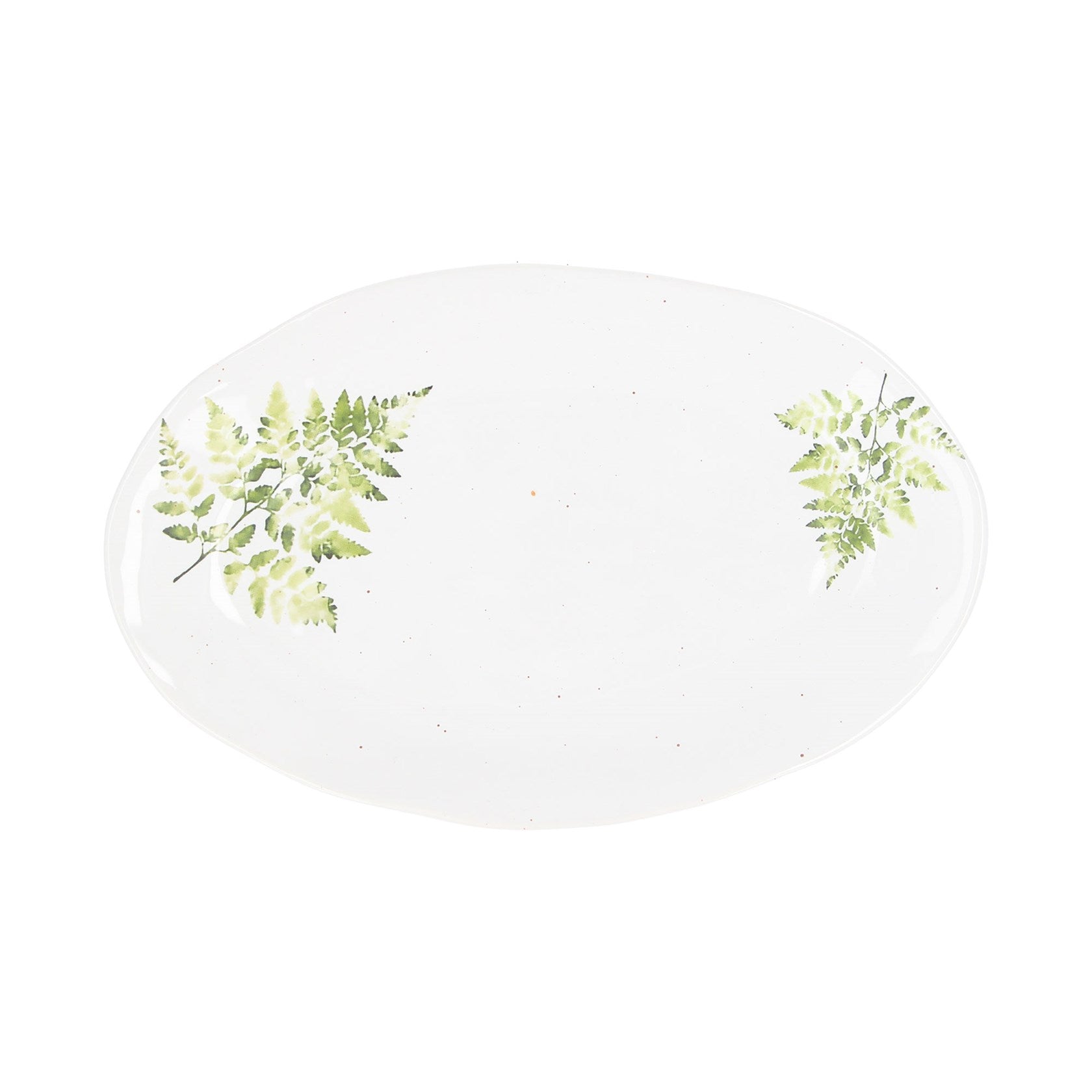 Ceramic Oval Plate - White Fern