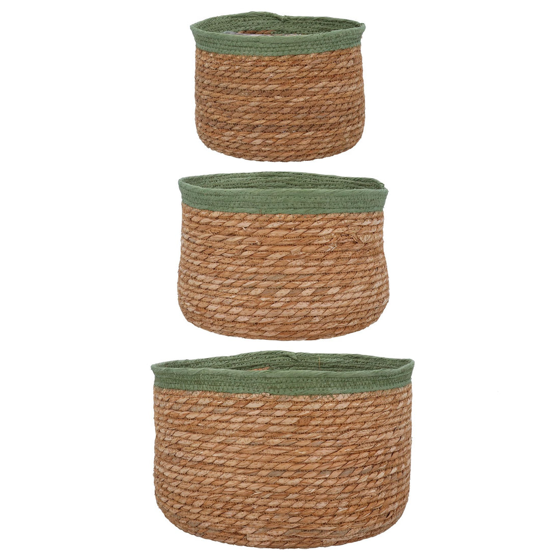 Woven Tub Baskets 22cm - Coloured Trim - Set of 3