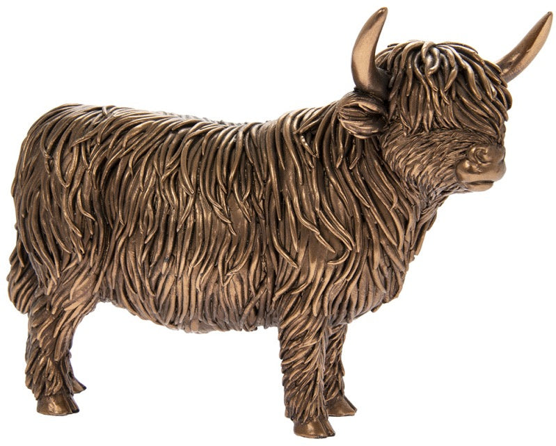 Bronzed Highland Cow, 14cm
