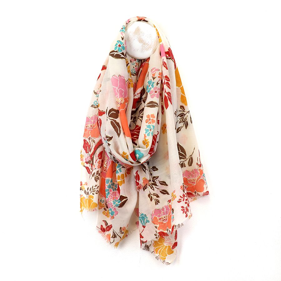 Pretty summer floral print scarf