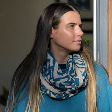 Load image into Gallery viewer, Blue mix recycled blend animal stripe snood
