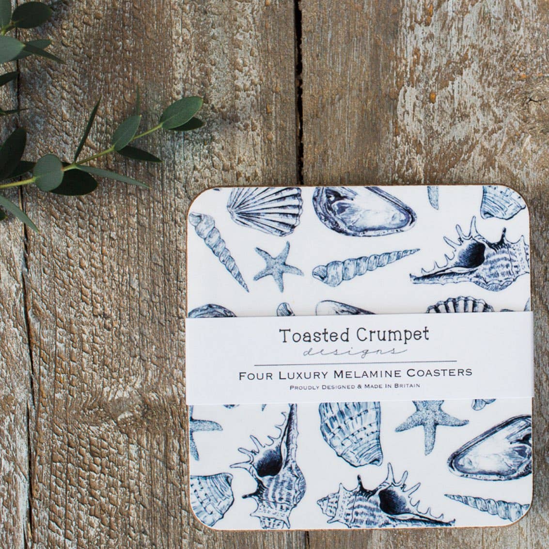 Inky Shells Set of 4 Coasters (Coastal Collection)