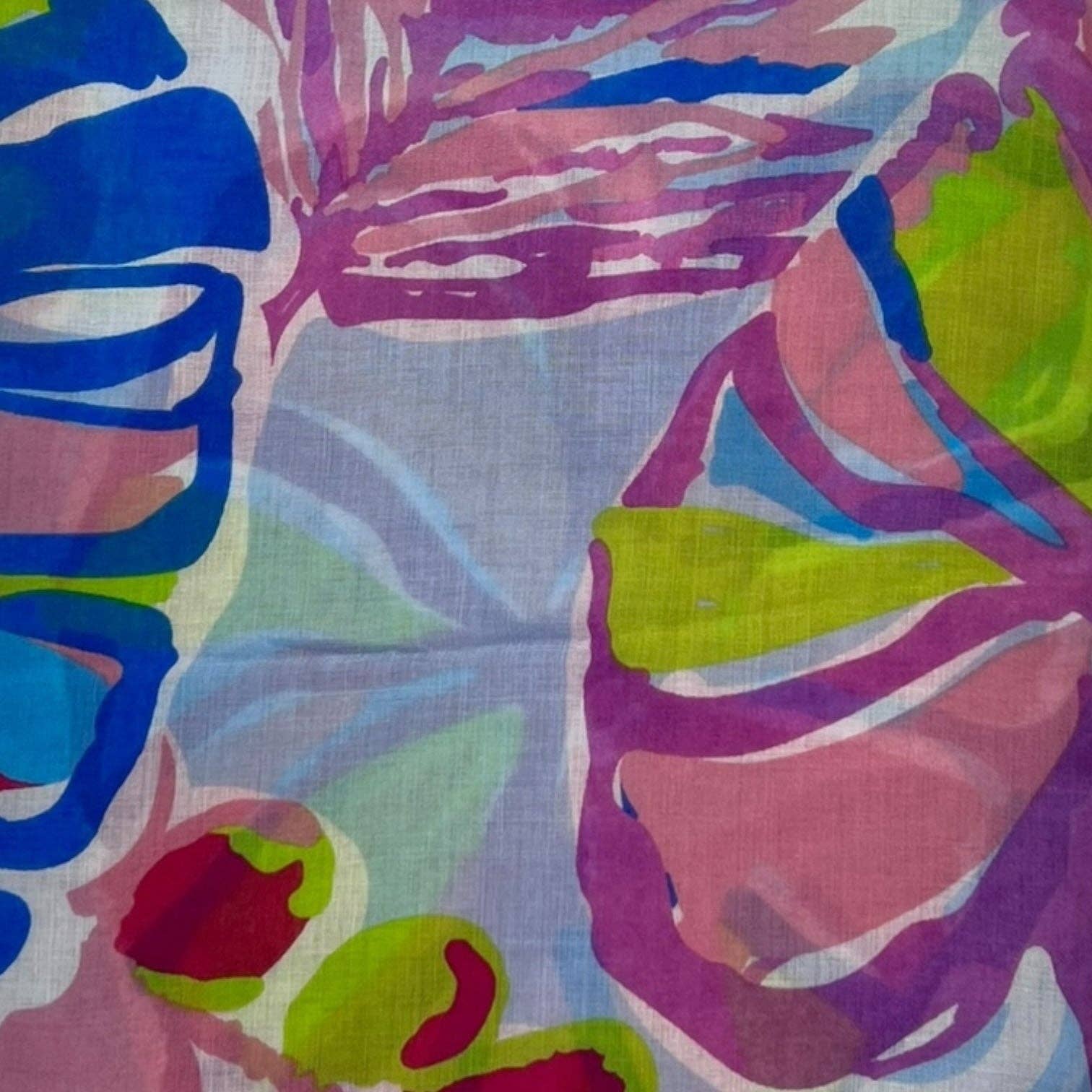 Tropical Flower and Leaves Print Scarf