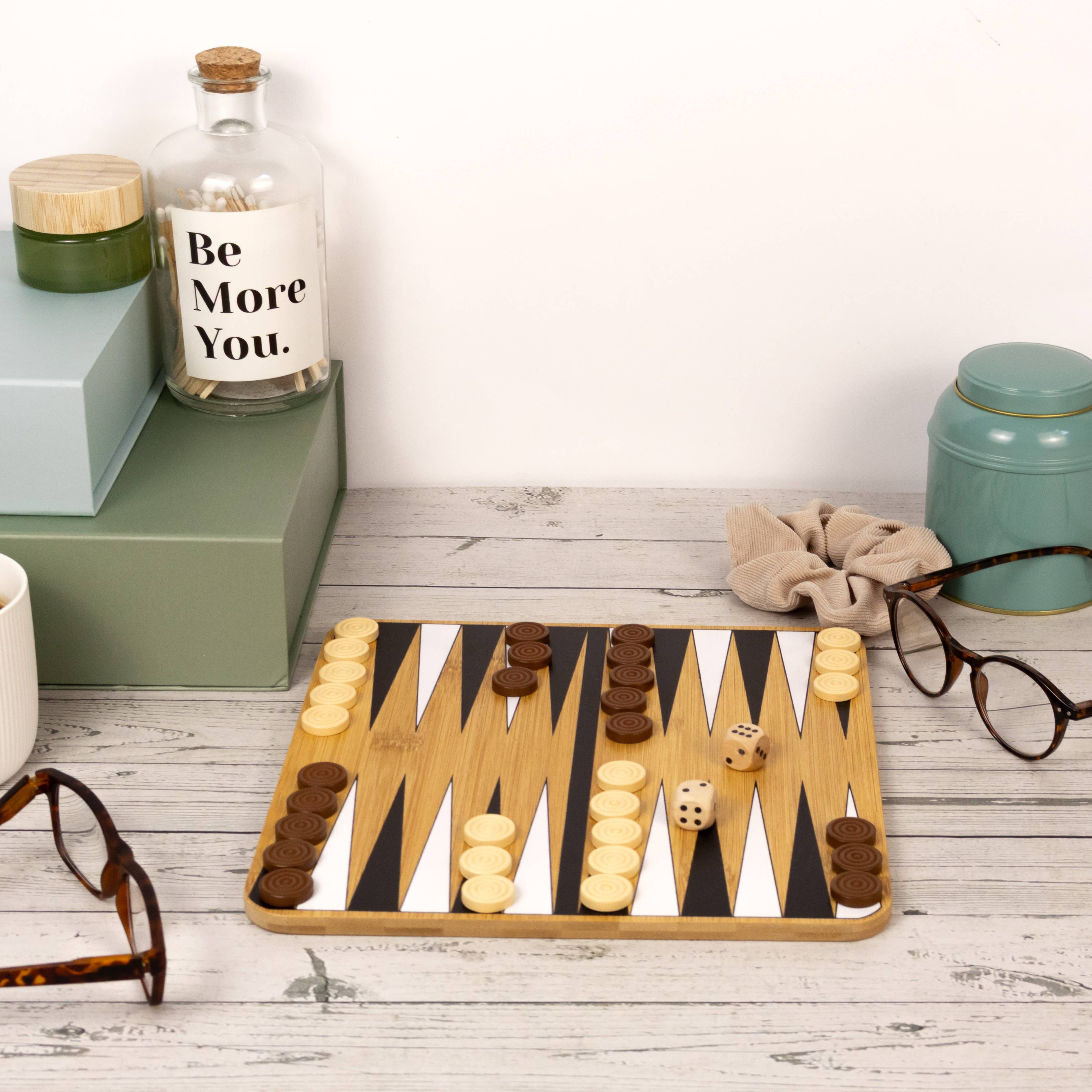 Bamboo Backgammon & Chess Set