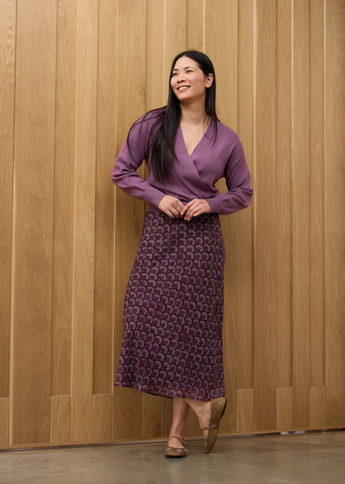 Fan Print Slip Skirt
