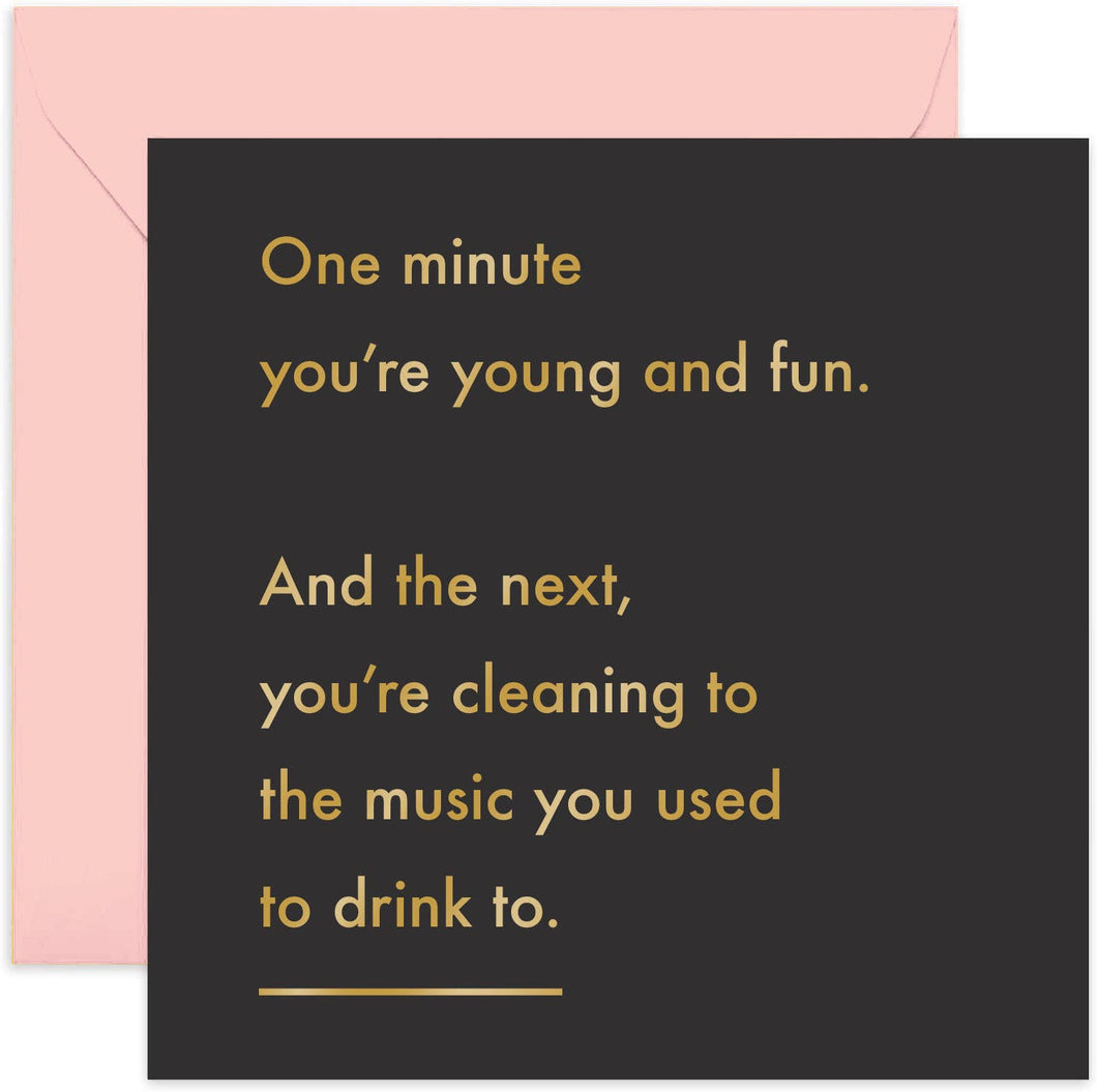 Young Fun Cleaning Music Card - Birthday Card - Funny Card