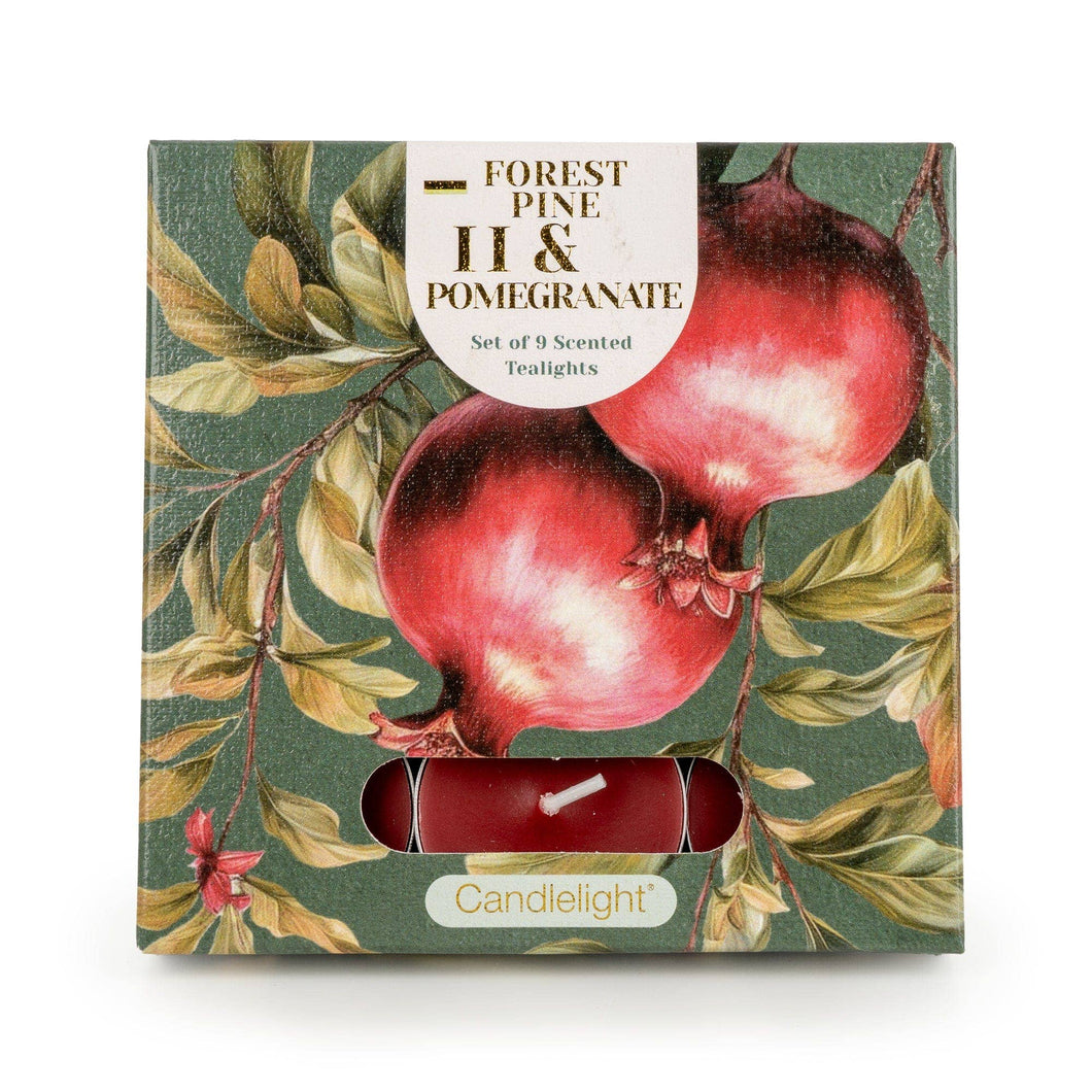 Set of 9 Tealights-  Forest Pine & Pomegranate 6pk