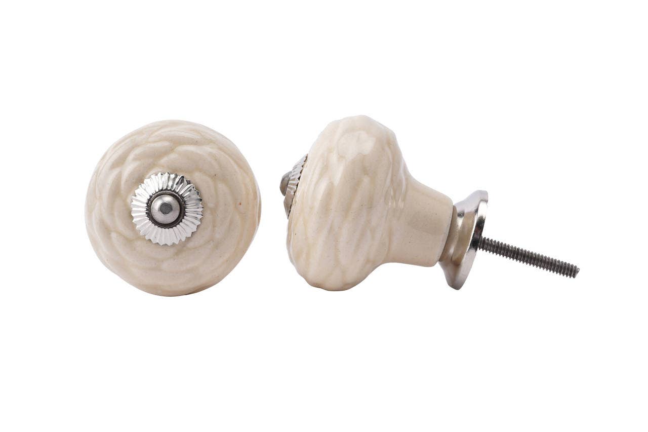Large Cream Weave Ceramic Drawer Pull