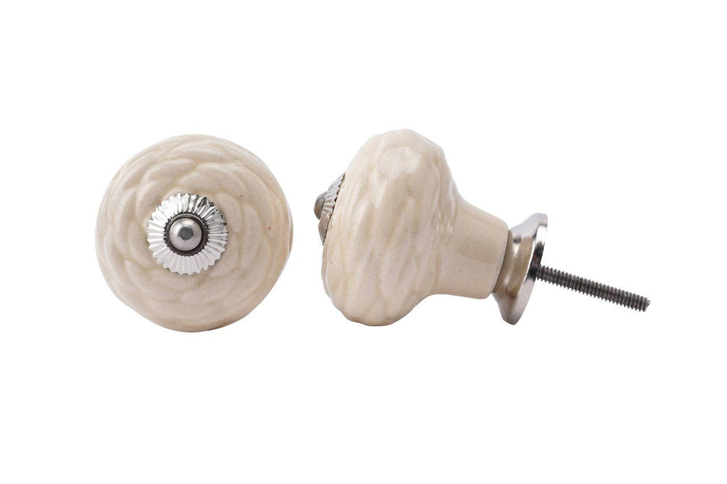 Large Cream Weave Ceramic Drawer Pull