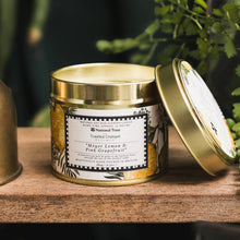 Load image into Gallery viewer, Meyer Lemon &amp; Pink Grapefruit Candle in a Matt Gold Tin
