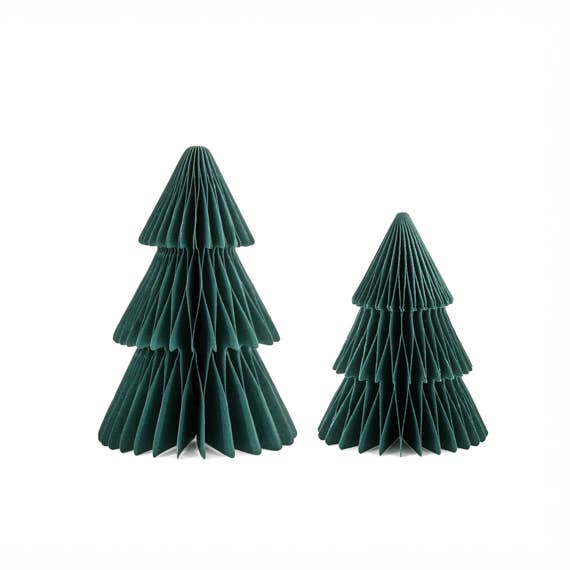 Honeycomb Standing Xmas Tree Green - Set of 2
