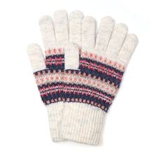 Load image into Gallery viewer, Cream and coral mix fair isle gloves
