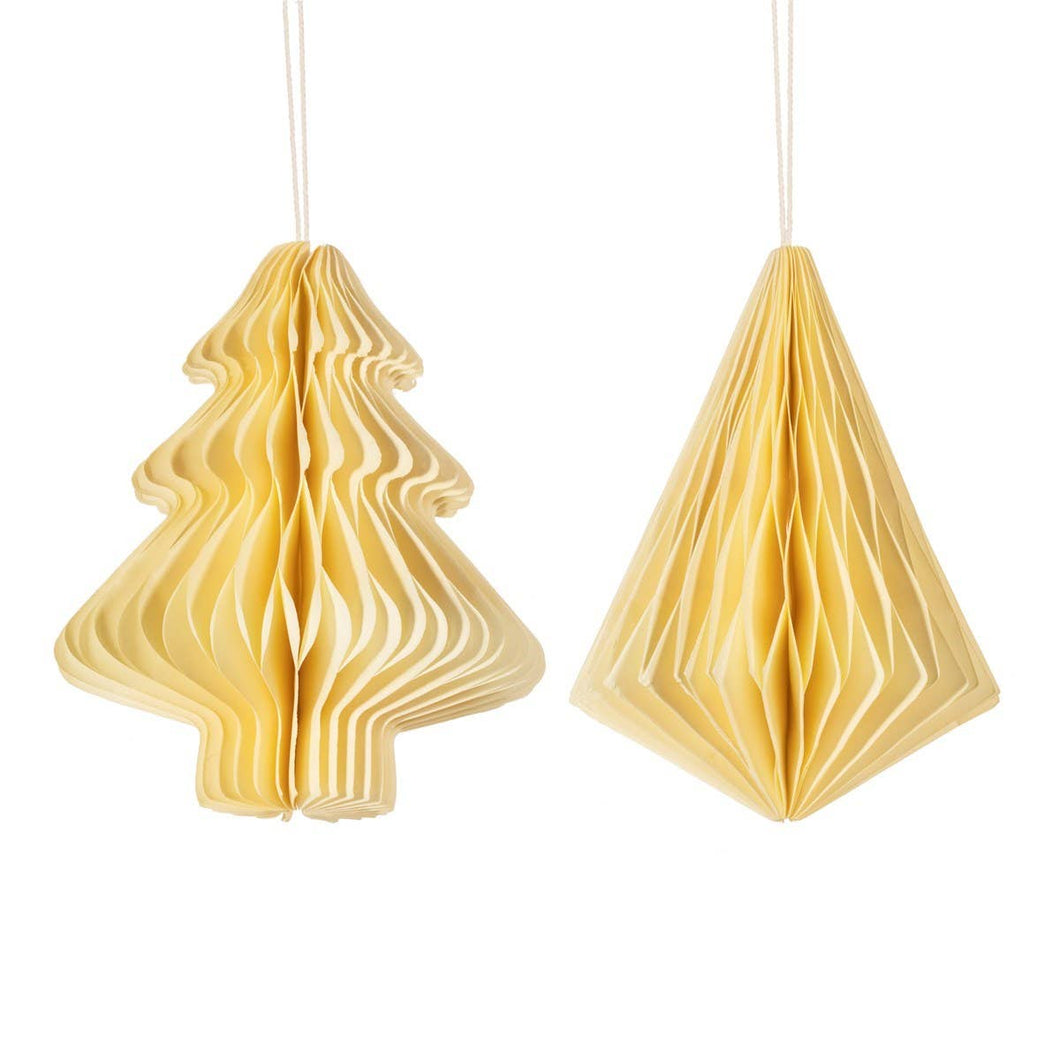 Off White Tree & Diamond Paper Honeycomb Hanging Dec Ast