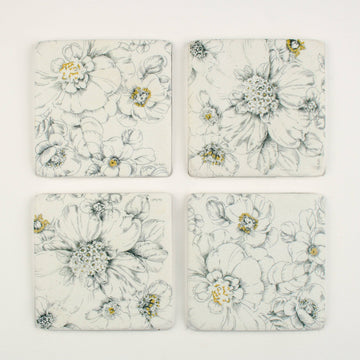 Illustrated Daisy Coasters Set of 4