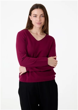 Cashmere Like Fitted V-Neck Jumper