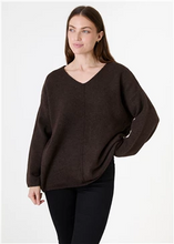Load image into Gallery viewer, Soft Tweed V-Neck Seam Detail Jumper
