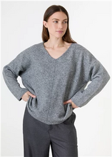 Load image into Gallery viewer, Soft Tweed V-Neck Seam Detail Jumper
