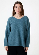 Load image into Gallery viewer, Soft Tweed V-Neck Seam Detail Jumper
