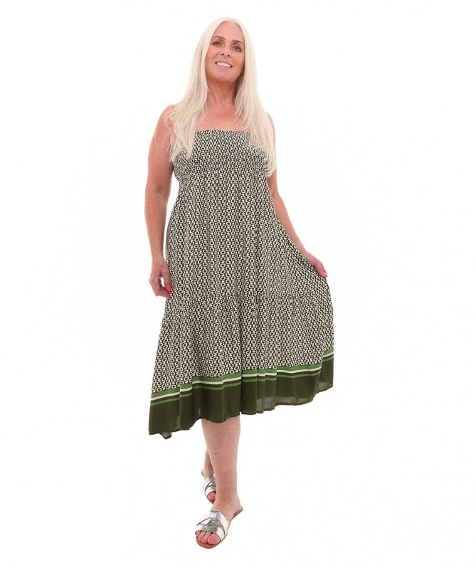 Spot Border Shirred Waistband Skirt