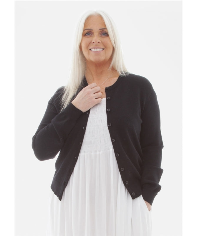 Cashmere Like Crew Neck Crop Cardi