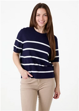 Load image into Gallery viewer, Stripe Crew Neck Short Sleeve Jumper
