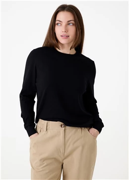 Fitted Crew Neck Long Sleeve Jumper