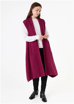 Cashmere Like Double knit Roll Collar Gilet