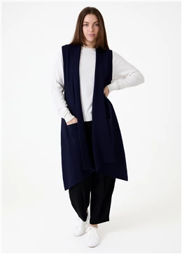 Cashmere Like Double knit Roll Collar Gilet
