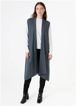 Cashmere Like Double knit Roll Collar Gilet