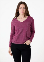 Load image into Gallery viewer, Cashmere Like Lurex Fitted V-Neck Jumper
