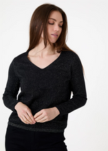 Load image into Gallery viewer, Cashmere Like Lurex Fitted V-Neck Jumper
