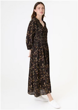 Load image into Gallery viewer, Watercolour Vines Notch Neck Shirring Dress
