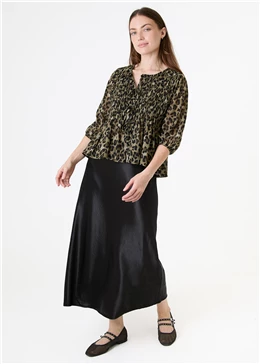 A-Line Bias Cut Satin Skirt