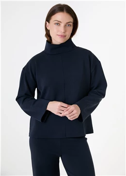Luxe Jersey Funnel Neck Sweatshirt