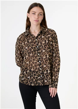 Leopard Print Chiffon Shirt