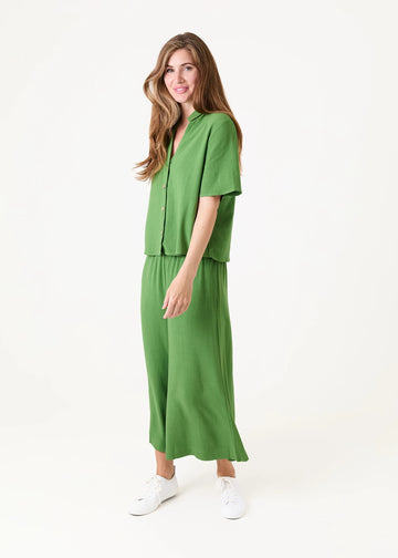 Linen Blend Short Sleeve Boxy Shirt