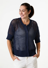 Load image into Gallery viewer, Cotton Mix Crew Neck Holes Cardigan
