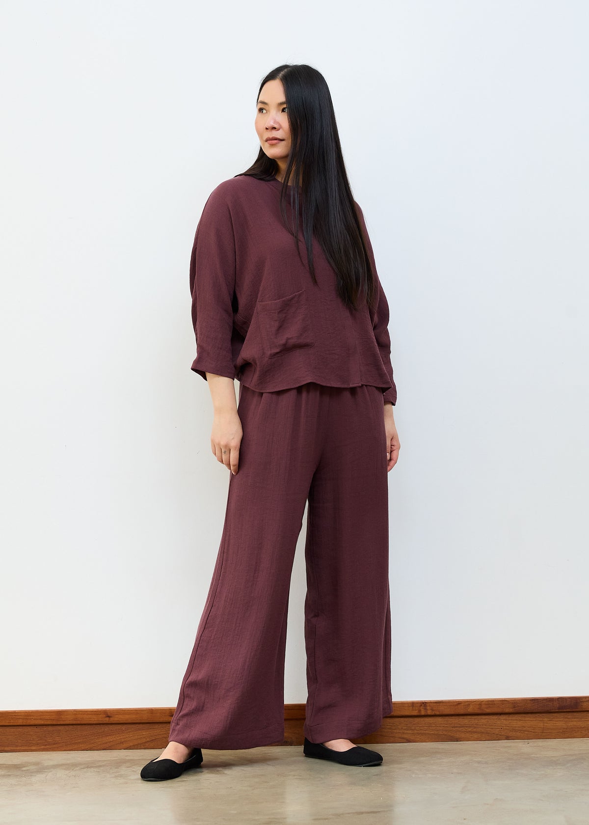 Ripple Grandad Collar Batwing Shirt