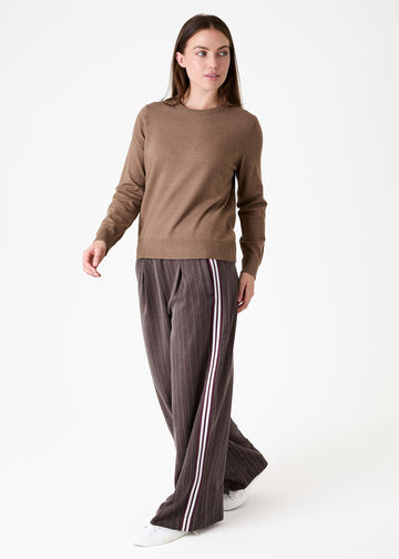 Pinstripe Pleat Front Wide Leg Trousers