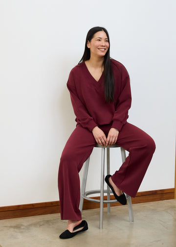 Luxe Jersey V Neck Sweatshirt