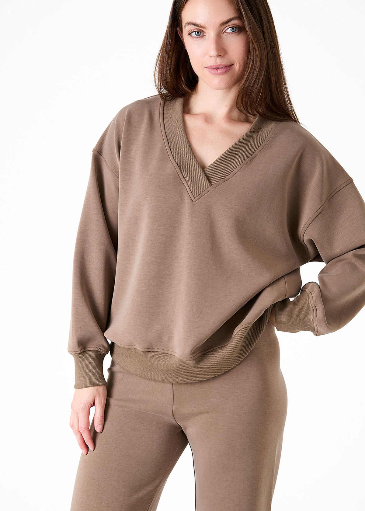 Luxe Jersey V Neck Sweatshirt