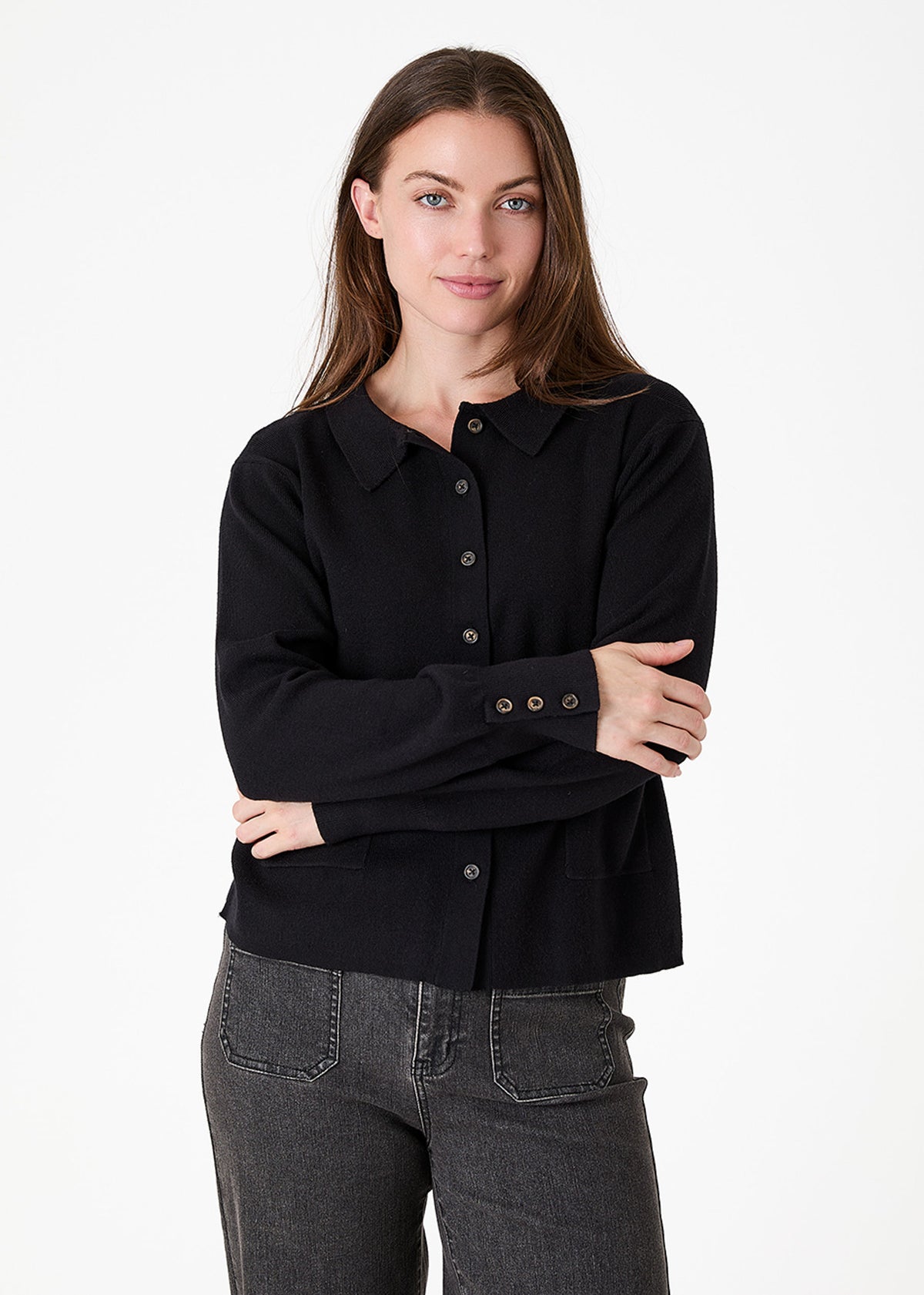 Cashmere Like Knitted Patch Pocket Shirt